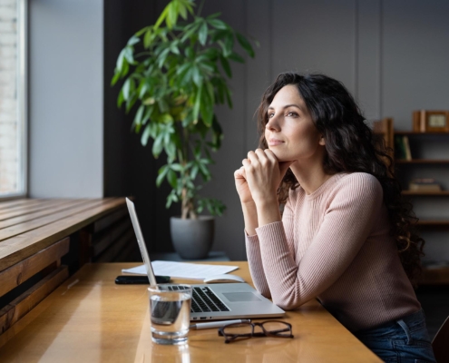 Person at home on laptop